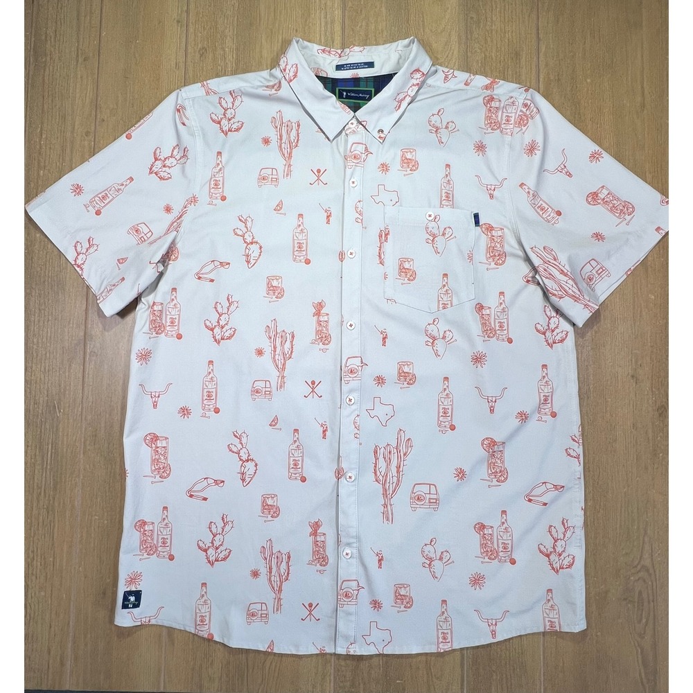 William Murray Golf‎ Titos Vodka collab Mens XL Grey Orange Cactus Button Down